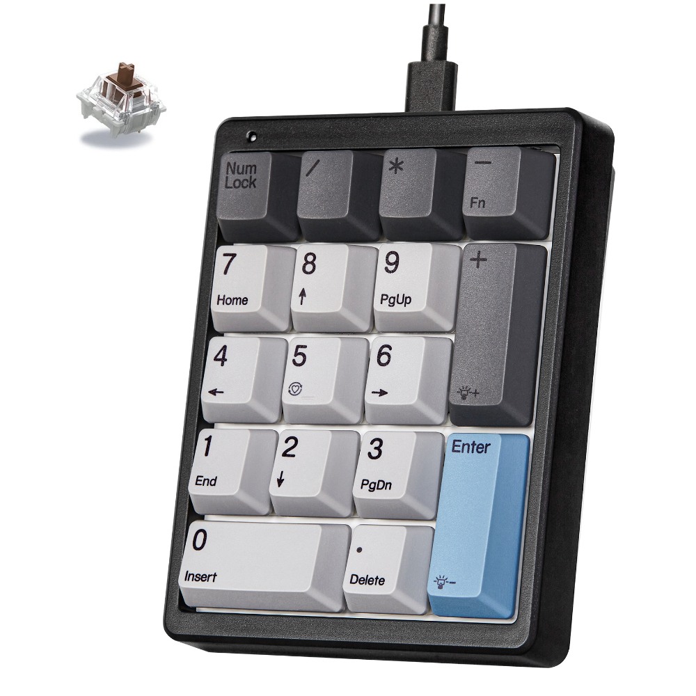 Kisnt Number Pad, Mechanical Numpad Wired USB Standard 17 Keys Numeric Keypad with PBT Keycaps White Backlit Keypad for Laptop PC TKL Keyboards (Blue Switch)